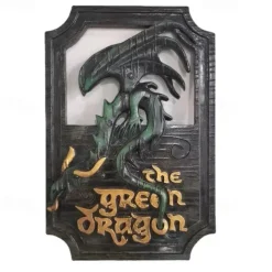 Resin Crafts Lord of The Rings The Prancing Pony and The Green Dragon Pub Signs Set Handmade Bar Style Sign Pub Home Office Garden Decorative Sign