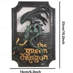 Resin Crafts Lord of The Rings The Prancing Pony and The Green Dragon Pub Signs Set Handmade Bar Style Sign Pub Home Office Garden Decorative Sign