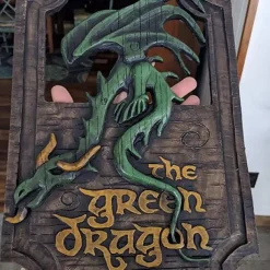 Resin Crafts Lord of The Rings The Prancing Pony and The Green Dragon Pub Signs Set Handmade Bar Style Sign Pub Home Office Garden Decorative Sign