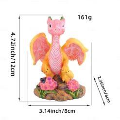 Resin Dragonfly Dinosaur Figurine Adorable Garden Decor for Your Yard, Unique Home & Patio Ornament, Perfect for Gardening Enthusiast