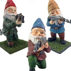 Resin Gnome Sculpture - Army Garden Dwarves, Standing, Crouching, Lying Down Combat Troop, Outdoor Garden Resin Crafts Ornament