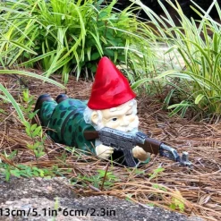Resin Gnome Sculpture - Army Garden Dwarves, Standing, Crouching, Lying Down Combat Troop, Outdoor Garden Resin Crafts Ornament