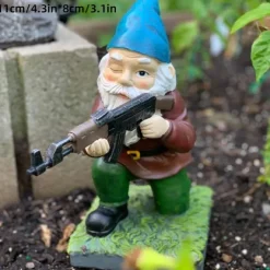 Resin Gnome Sculpture - Army Garden Dwarves, Standing, Crouching, Lying Down Combat Troop, Outdoor Garden Resin Crafts Ornament