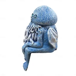 Resin Octopus Figurine, Blue Sitting Octopus Decor, Realistic Animal Statue, Desktop Ornament, Ocean-Themed Gift, Resin Craft Decoration