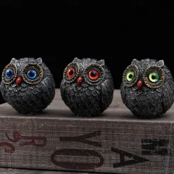 Resin Owl Craft Ornament, Creative Home Decor Desk Decoration, Bronze Owl Figurine, Vintage Owl Miniature Tabletop Decor, Owl Statue