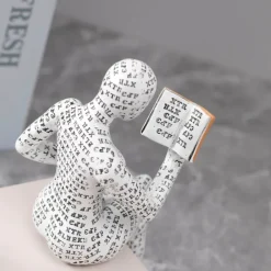 Resin Reading Woman Statue Pulp Woman Reading Bookshelf Decor, Thinker Style Resin Statue for Home Decor Contemporary Style