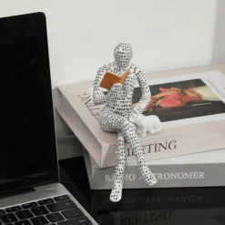 Resin Reading Woman Statue Pulp Woman Reading Bookshelf Decor, Thinker Style Resin Statue for Home Decor Contemporary Style