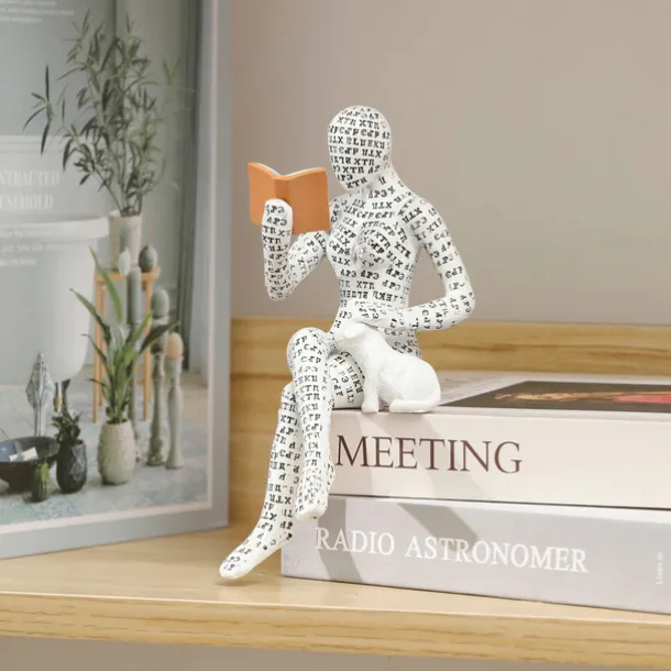 Resin Reading Woman Statue Pulp Woman Reading Bookshelf Decor, Thinker Style Resin Statue for Home Decor Contemporary Style