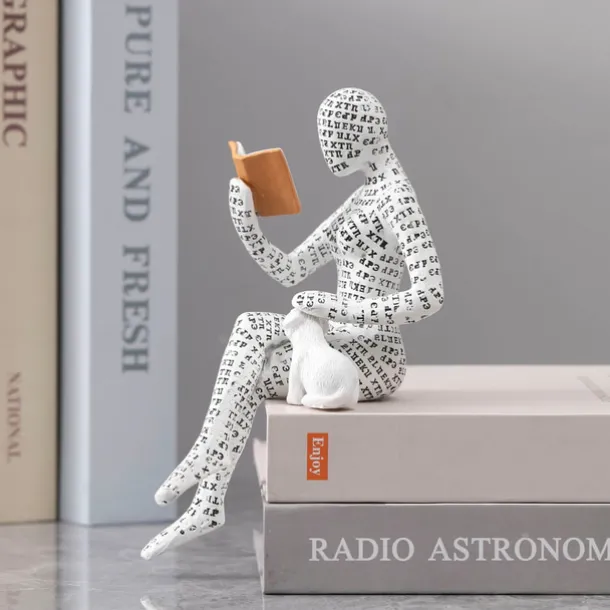 Resin Reading Woman Statue Pulp Woman Reading Bookshelf Decor, Thinker Style Resin Statue for Home Decor Contemporary Style