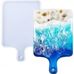 Resin Silicone Tray Molds Casting Mold For Epoxy Resin DIY Resin Large Serving Rectangle Shape Handle Board For Home Decoration-Crafting Agate Geode Rolling Tray