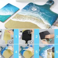 Resin Silicone Tray Molds Casting Mold For Epoxy Resin DIY Resin Large Serving Rectangle Shape Handle Board For Home Decoration-Crafting Agate Geode Rolling Tray