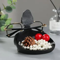 Resin Skull Glasses Holder, Gothic Eyewear Stand for Desk, Resin Storage Ornament, Home Office Decor, Handicraft Figurine