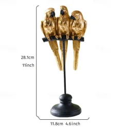 Resin Three Parrots Figurine, Modern Home Decor Sculpture, Colorful Parrot Statue for Living Room, TV Stand, Entryway Table, Artistic Bird Ornament for Home Decoration