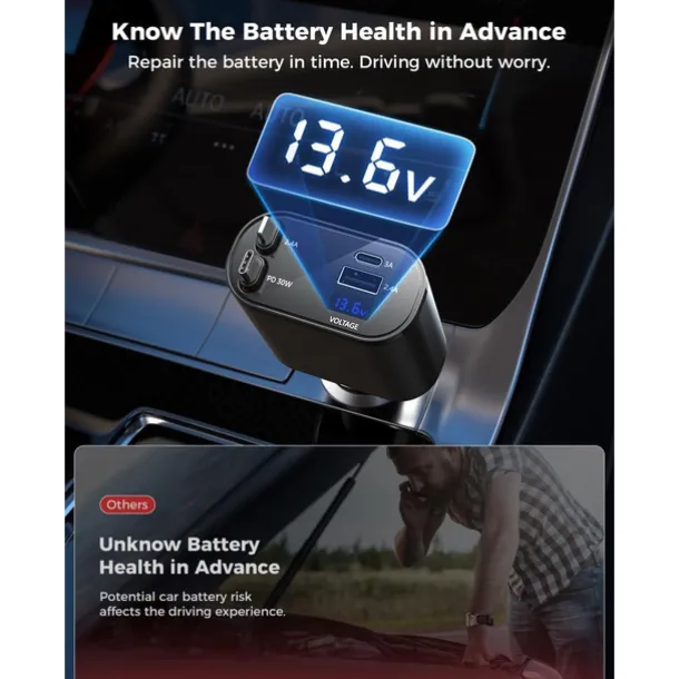 Retractable Car Charger 4 in 1 Fast Car Phone Charger Adapter with Type C & Apple Cords Compatible with iPhone 16/15/14/13/12/11, Galaxy, Pixel