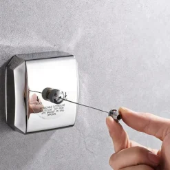 Retractable Clothesline SUS304 Stainless Steel Clothes Dryer with Adjustable Stainless Steel Rope String Hotel Style Heavy Duty,2.8M（9.2 Feets）,Polished Chrome Finish