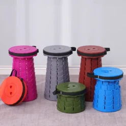 Retractable Folding Stool, Collapsible Stool Upgraded Portable Telescopic Collapsible Stool, Folding Stools for Adults Portable Telescoping Stool for Camping Gardening Fishing Outdoor Activities