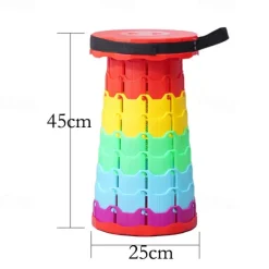 Retractable Folding Stool, Collapsible Stool Upgraded Portable Telescopic Collapsible Stool, Folding Stools for Adults Portable Telescoping Stool for Camping Gardening Fishing Outdoor Activities