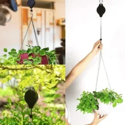 Retractable Hanging Plant Potted Telescopic Hook Garden Orchid Pots Pulley Pull Down Hanger Bird Cage Free Wheeling Lifting Hook
