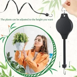 Retractable Hanging Plant Potted Telescopic Hook Garden Orchid Pots Pulley Pull Down Hanger Bird Cage Free Wheeling Lifting Hook