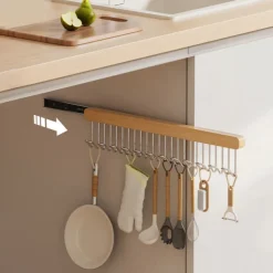 Retractable Wall-Mounted Coat Hook Rack for Home Use, Retractable Tool Organizer with 8/12 Hooks