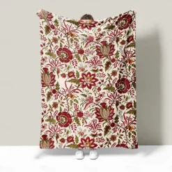 Retro Floral Flannel Blanket Sofa Cover Blanket Office Lunch Nap Blanket AC Blanket Skin-friendly Children Adult Bedroom Blanket