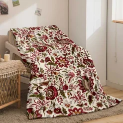 Retro Floral Flannel Blanket Sofa Cover Blanket Office Lunch Nap Blanket AC Blanket Skin-friendly Children Adult Bedroom Blanket