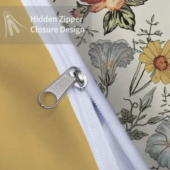 Retro Painted Floral Print 3-Piece Duvet Cover Set for Summer Soft Skin Friendly Long Lasting for Hotel Bedroom Guest Room Bedding Comfy Set