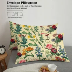 Retro Painted Floral Print 3-Piece Duvet Cover Set for Summer Soft Skin Friendly Long Lasting for Hotel Bedroom Guest Room Bedding Comfy Set