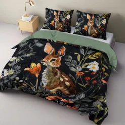 Retro Rainforest Rabbit Duvet Cover Set 2-piece Set 3-piece Set Lightweight Soft Short Plush Set Thick Feather Square Bed
