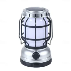 Retro Solar Camping Lights Portable Lantern Dimming Rechargeable LED Hanging Lights Power Bank Travel Tents Camp Supplies