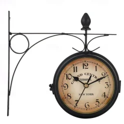 Retro Wall Clock Double-Sided European Antique Style Creative Classic Wall Hanging Clocks Outdoor Living Room Bedroom Study Wall Decoration 5 inch