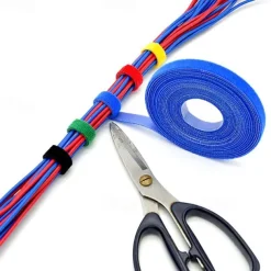 Reusable Fastening Tape Cable Ties Double Side Hook Roll Hook and Loop Straps Wires Cords Organizer