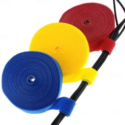 Reusable Fastening Tape Cable Ties Double Side Hook Roll Hook and Loop Straps Wires Cords Organizer