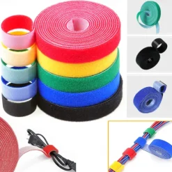 Reusable Fastening Tape Cable Ties Double Side Hook Roll Hook and Loop Straps Wires Cords Organizer
