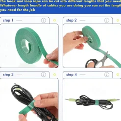 Reusable Fastening Tape Cable Ties Double Side Hook Roll Hook and Loop Straps Wires Cords Organizer