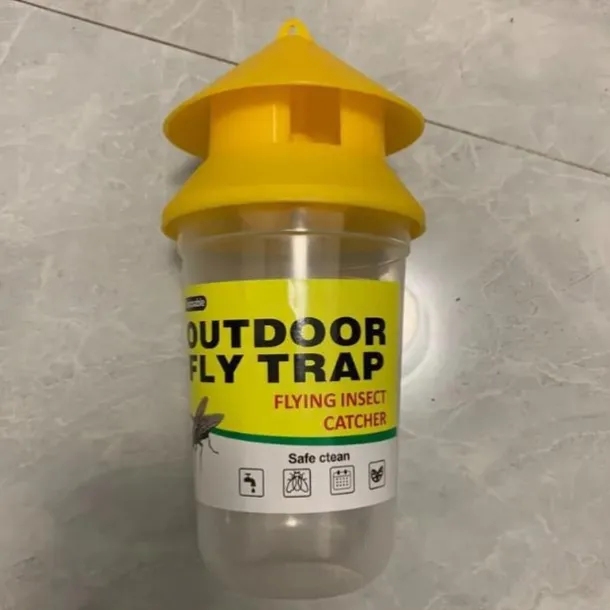 Reusable Outdoor Fly Trap, Plastic Insect Catcher, Non-Electric Fruit Fly, Horse, Deer, and Drain Flies Control for Indoor & Outdoor Use 1PCS