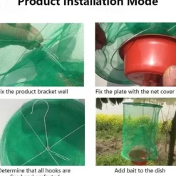 Reusable Ranch Fly Trap,Fly Trap Outdoor Hanging Reusable with Fishing Apparatus | Food Bait Flay Catcher Cage for Indoor or Outdoor Family Farms