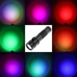 RGB LED Flashlight Color Changing Lamp Torch 10 Colors Light LED Flashlight Emergency Handheld Flashlight for Outdoor Camping