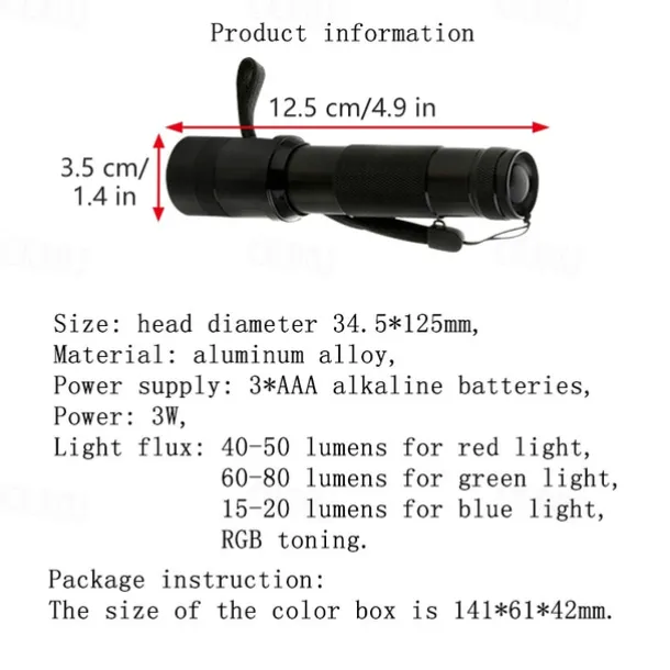 RGB LED Flashlight Color Changing Lamp Torch 10 Colors Light LED Flashlight Emergency Handheld Flashlight for Outdoor Camping