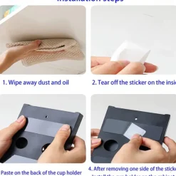 Riipoo Wine Glass Rack Hanger Under Cabinet, Wine Glass Holder Under Shelf, Stemware Rack Black for Cabinet, 2-Pack