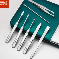 RIMEI Nail Scissors Set 15pcs Professional Nail Clipper Kit Manicure Set with Portable Leather Case, Stainless Steel Manicure and Pedicure Grooming Kit Nail Clipper Set