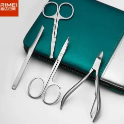 RIMEI Nail Scissors Set 15pcs Professional Nail Clipper Kit Manicure Set with Portable Leather Case, Stainless Steel Manicure and Pedicure Grooming Kit Nail Clipper Set