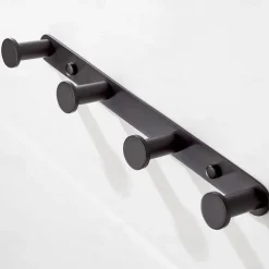 Robe Hook Wall Mounted with 3 or 4 or 5 or 6 Hooks New Design Stainless Steel Bathroom Painted Finishes Black 1pc