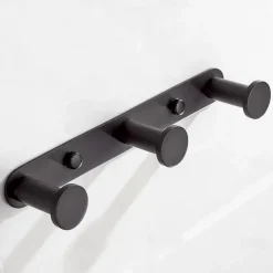 Robe Hook Wall Mounted with 3 or 4 or 5 or 6 Hooks New Design Stainless Steel Bathroom Painted Finishes Black 1pc