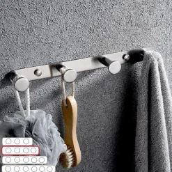 Robe Hook New Design Stainless Steel Bathroom Rack with 3 or 4 or 5 or 6Hooks Wall Mounted Brushed Silvery 1pc