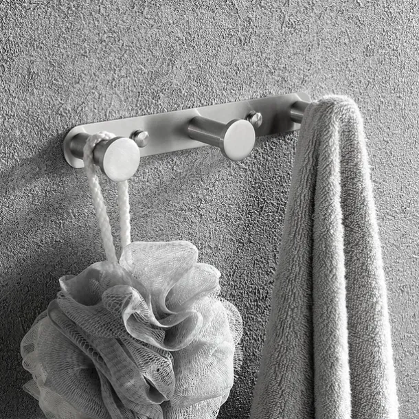 Robe Hook New Design Stainless Steel Bathroom Rack with 3 or 4 or 5 or 6Hooks Wall Mounted Brushed Silvery 1pc