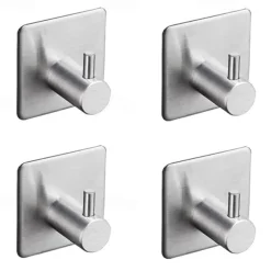 Robe Hook Self-adhesive Contemporary Stainless Steel Bathroom Towel Hook Wall Mounted 4pcs