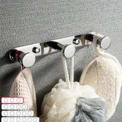 Robe Hooks New Design Contemporary Stainless Steel Material Bathroom Wall Mounted 3 or 4 or 5 or 6 Hooks Silvery 1pc