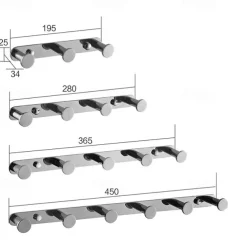 Robe Hooks New Design Contemporary Stainless Steel Material Bathroom Wall Mounted 3 or 4 or 5 or 6 Hooks Silvery 1pc