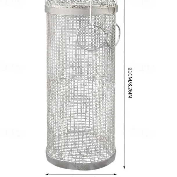 Rolling Grill Basket - SUS304 Stainless Steel Barbecue Cooking Grill Grate - Outdoor Round BBQ Campfire Grill Grid - Camping Picnic Cookware